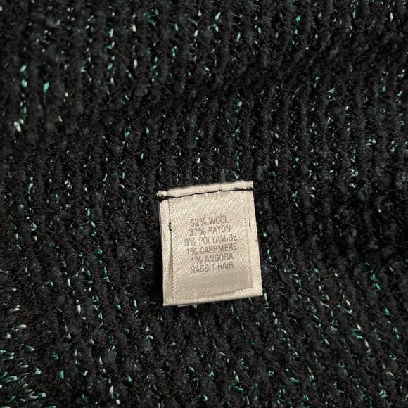 St. John Knit Bouclé Jacket Size 6 Black Green Tweed Wool Cashmere Angora USA - Picture 8 of 8